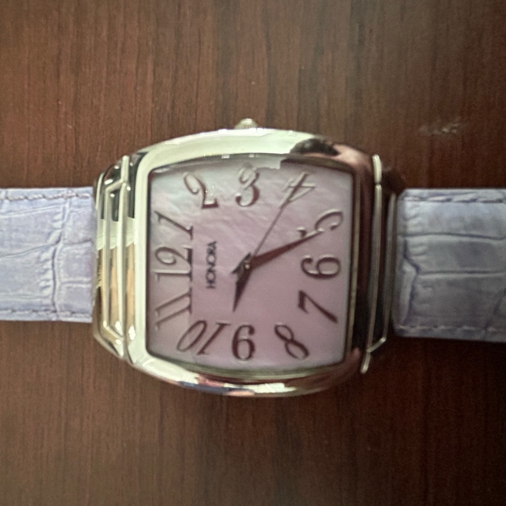 Honora Silver and Brown Leather Watch